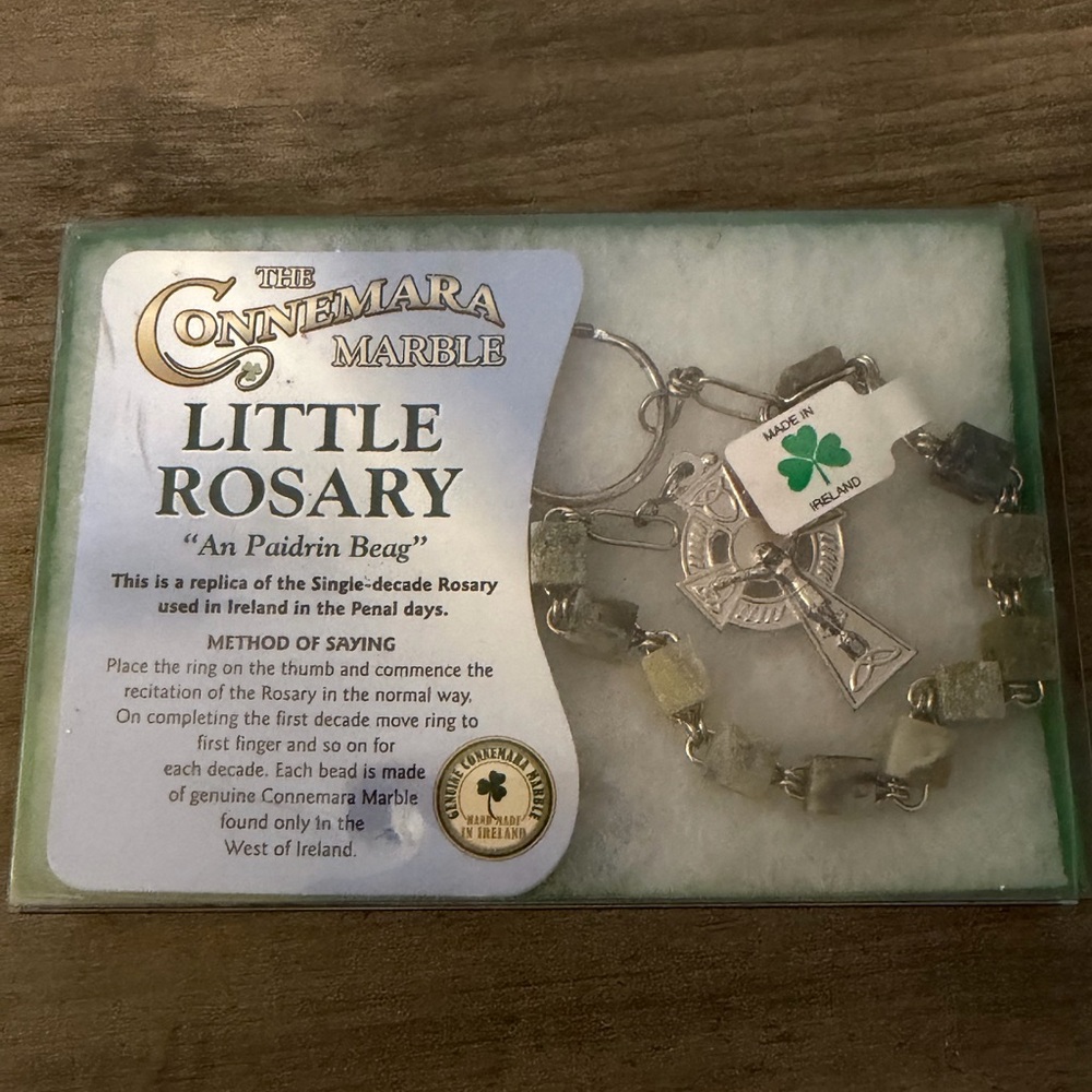 The Connemara Marble Little Rosary Made in Ireland. New in Box! Cross Catholic